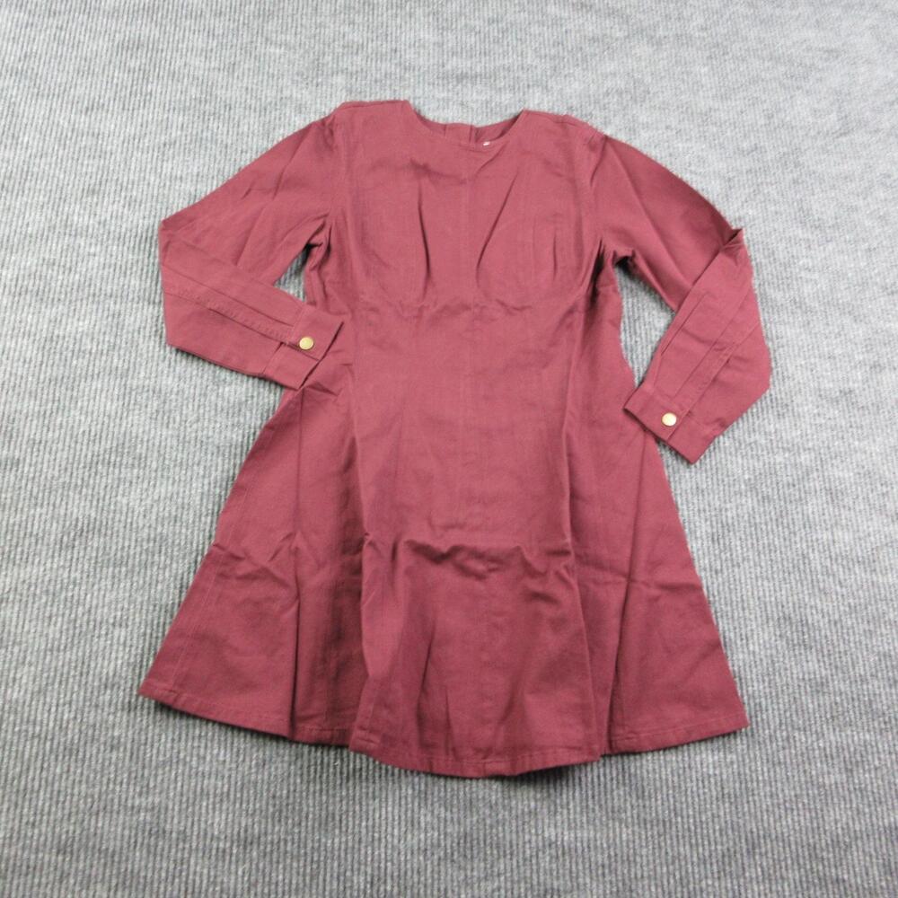 LOFT Dress Womens 6 Red Fit & Flare Knee Length Twill Pockets Button NWT